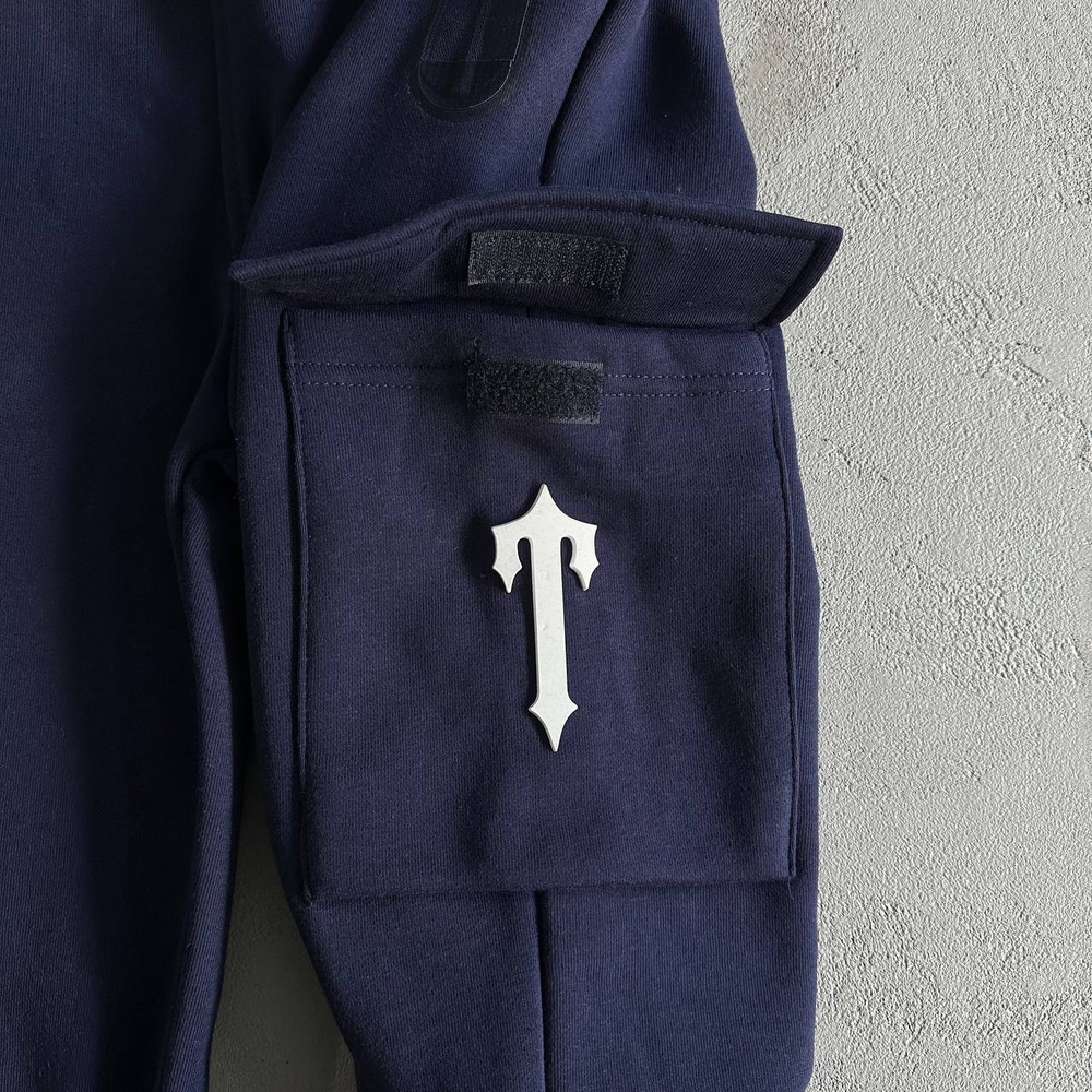 Cav Empt Dark Blue Hoodie with White Emblem